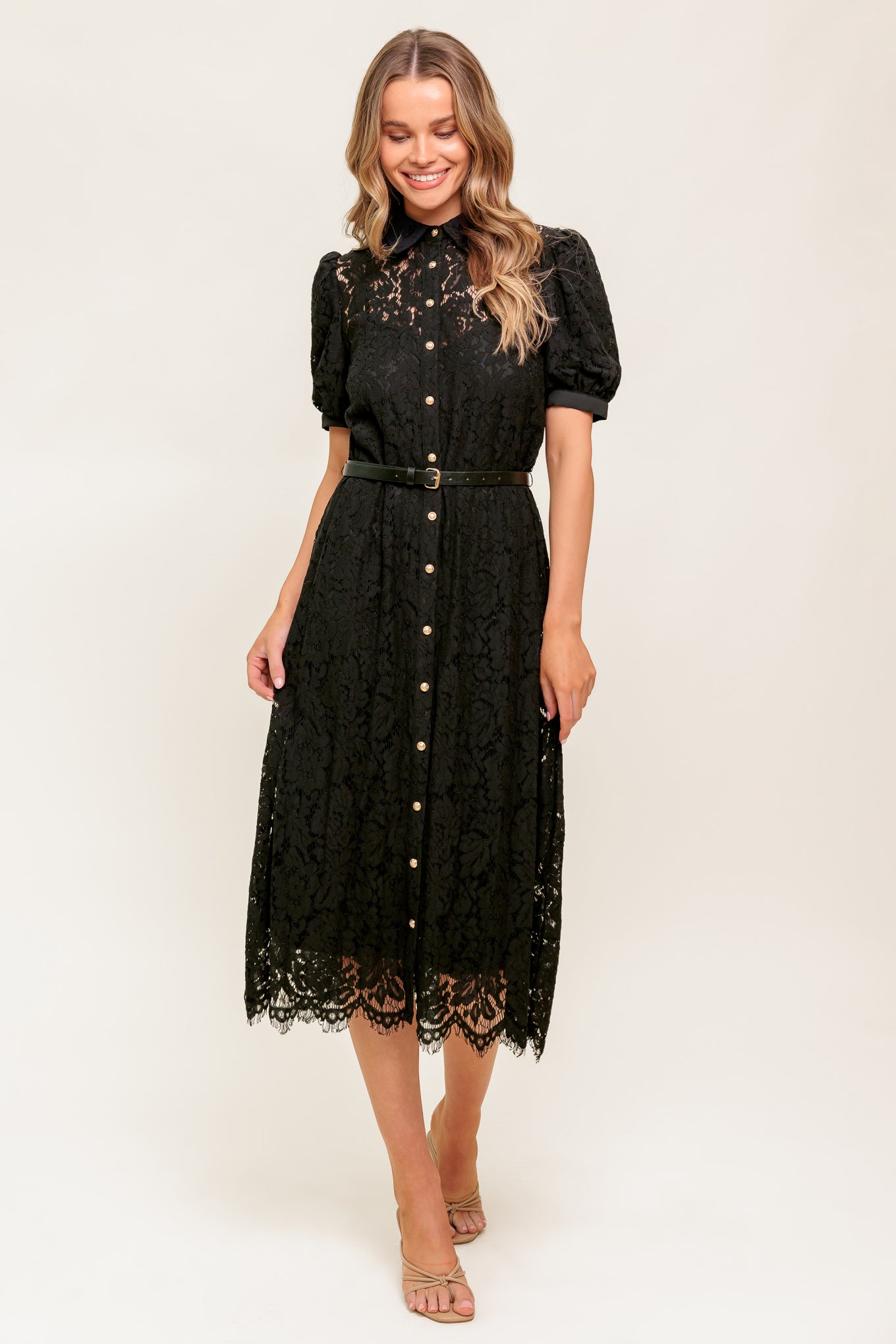 TIMID TO TENACIOUS WOVEN LACE SHIRT DRESS Flying Tomato
